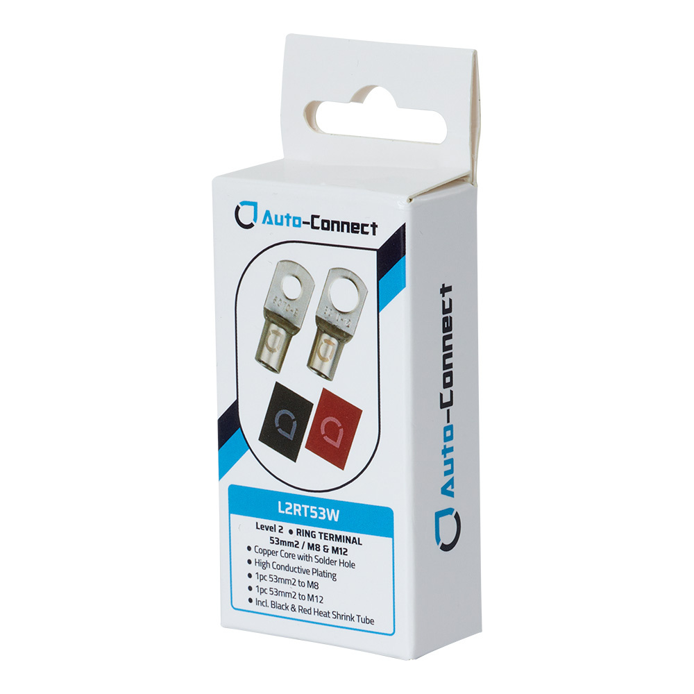 Auto-Connect röd och svart rörkabelsko M8/M12, 53 mm²
