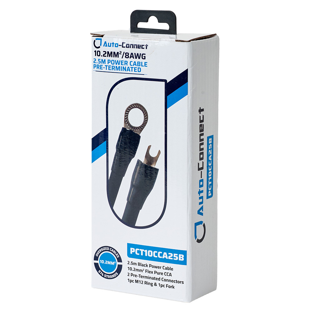 Auto-Connect 2.5 meter strömkabel CCA 10.2mm², svart