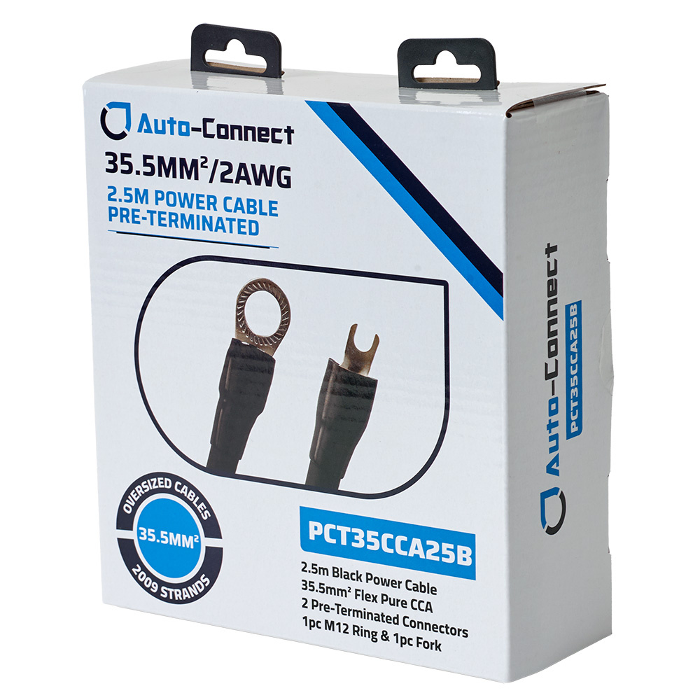 Auto-Connect 2.5 meter strömkabel CCA 35.5mm², svart