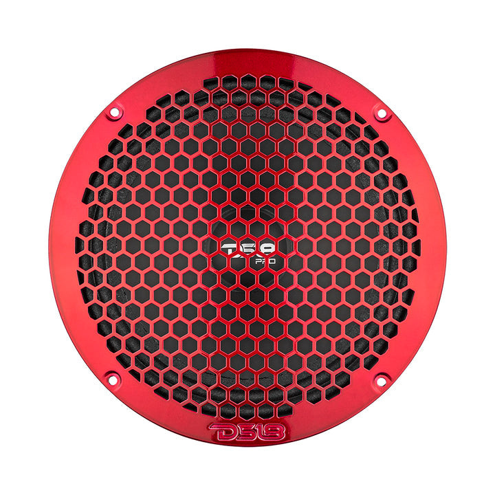 DS18 PRO-GRILL8MS, slimmat 8 tums högtalargaller i metall, röd