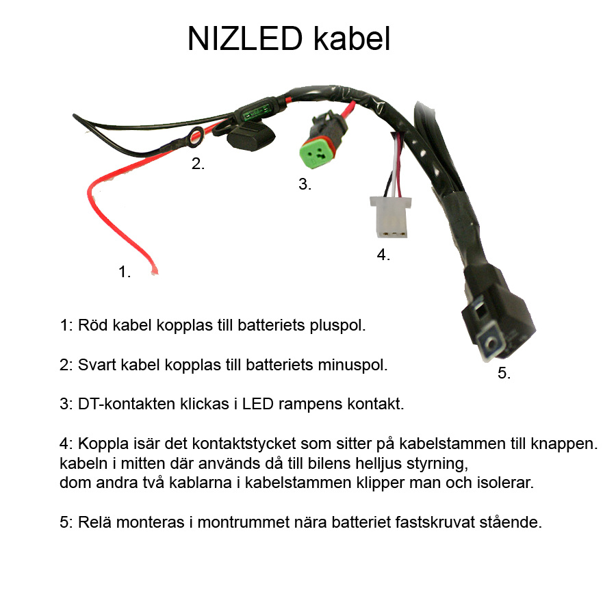 NIZLED 12V Kabelstam till extraljus, 4x DT-kontakt, 560W max
