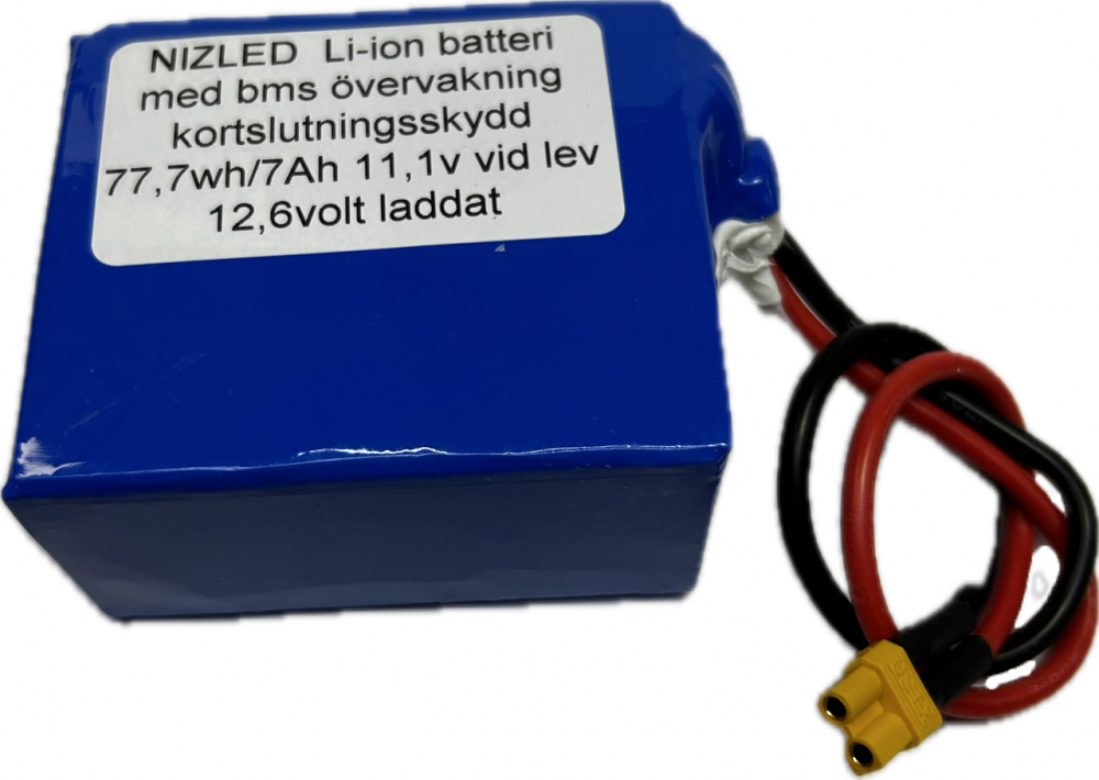 Li-ion batteri 12,6 (11,1) volt 7Ah med BMS, (batteri till Stark Varg kåpan)