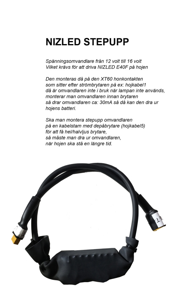 Stepupp 12 till 16volt/6amp för 2xE40F i hojkåpa