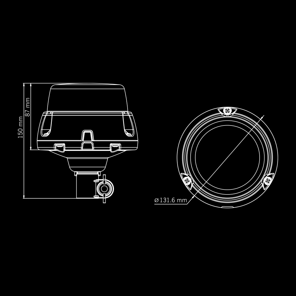 Strands Freedom Lighthouse Roterande Varningsljus 130Mm Stångmontage