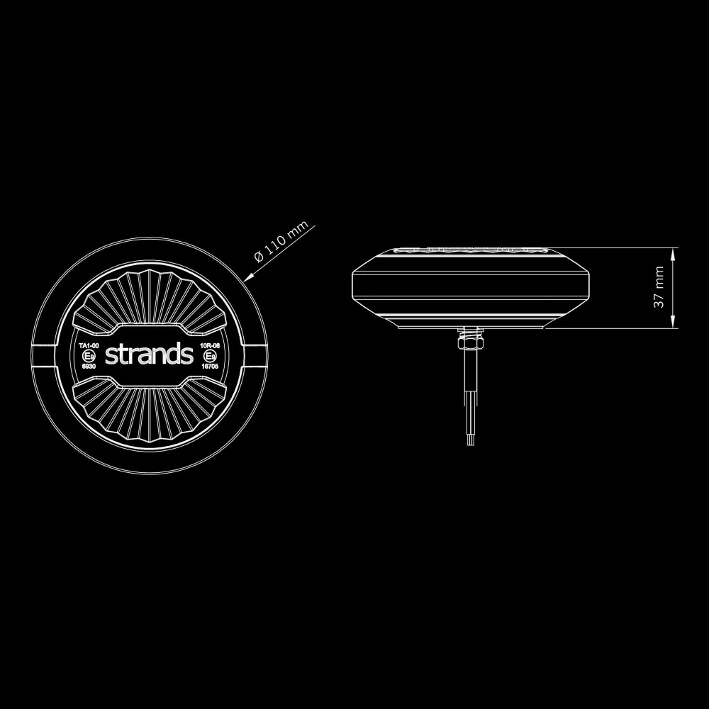 Strands Firefly Summer Glow Roterande Varningsljus 110Mm Planmontage