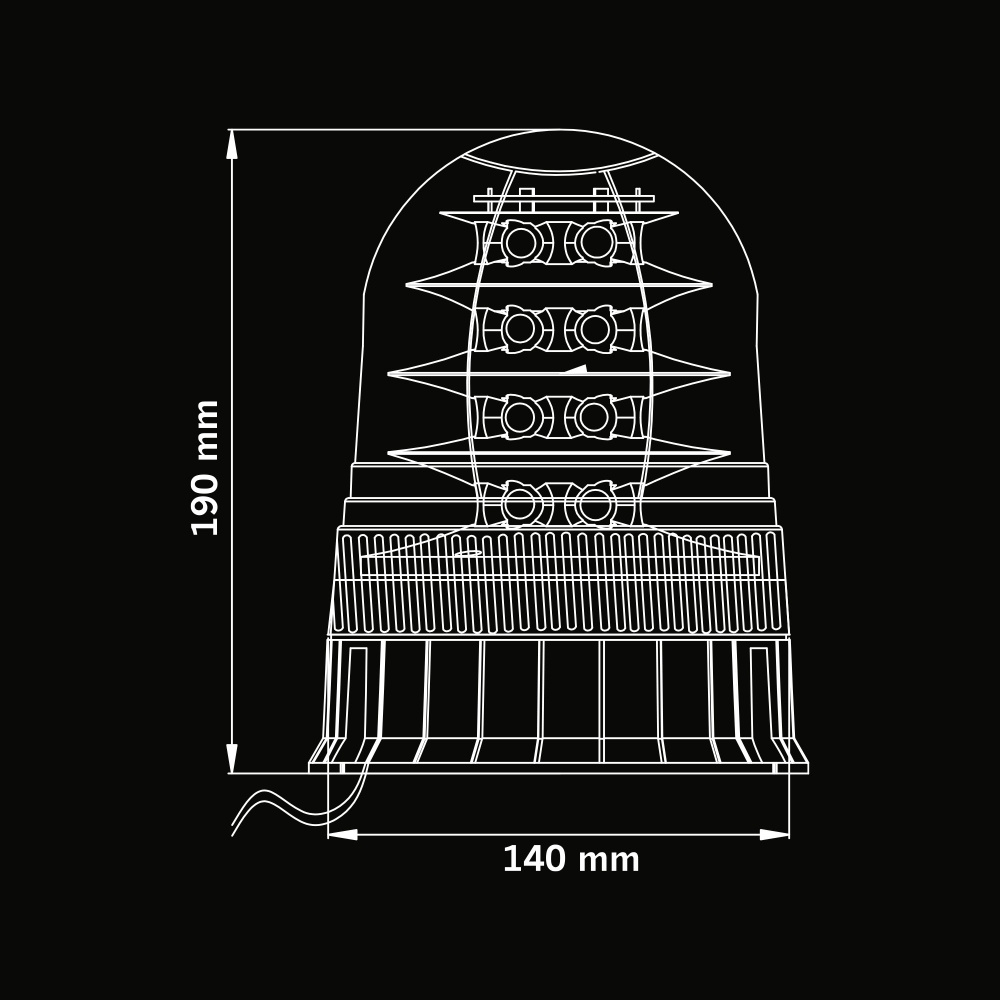 Strands Big Energy XL Roterande Varningsljus Klar Lins