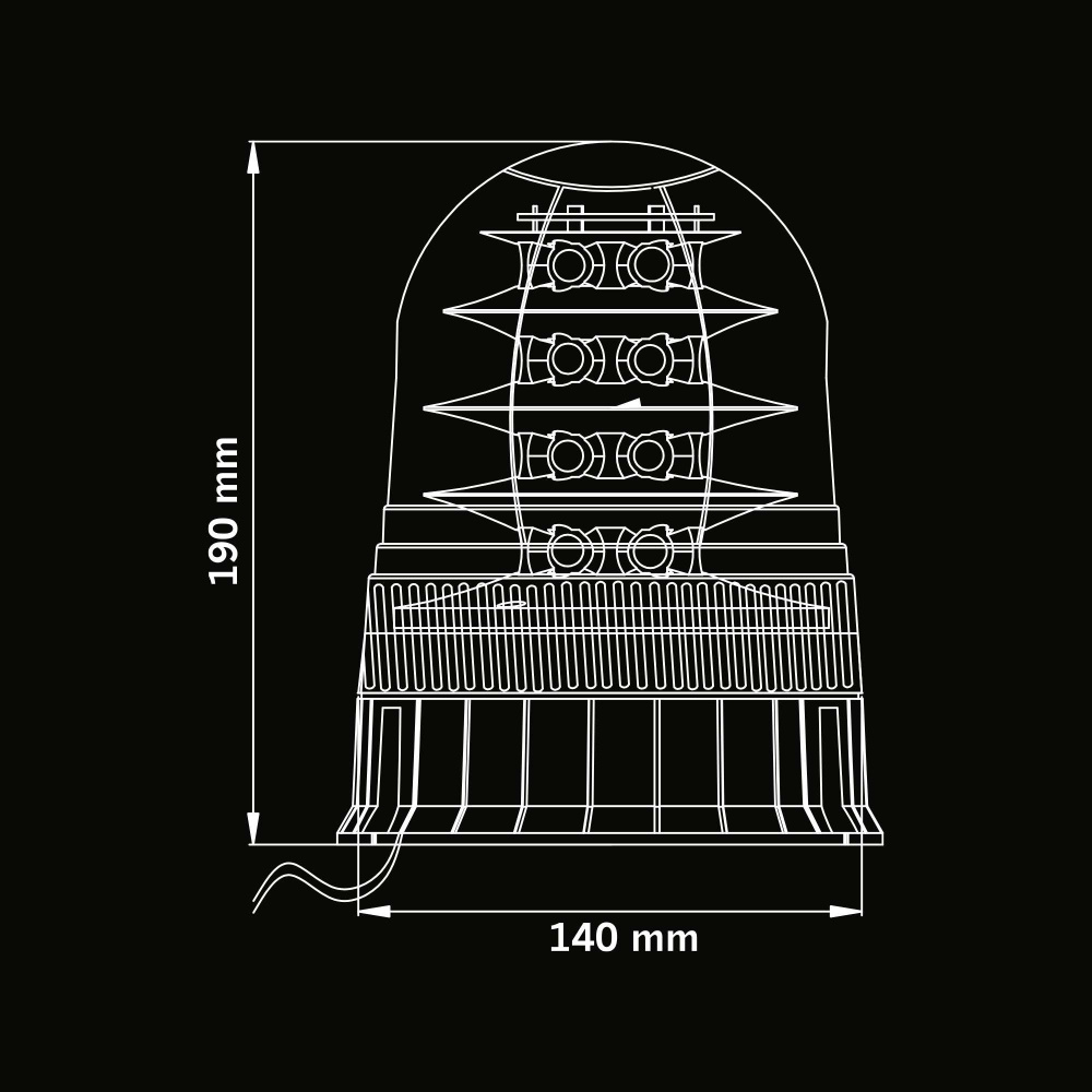 Strands Big Energy XL Roterande Varningsljus Klar Lins