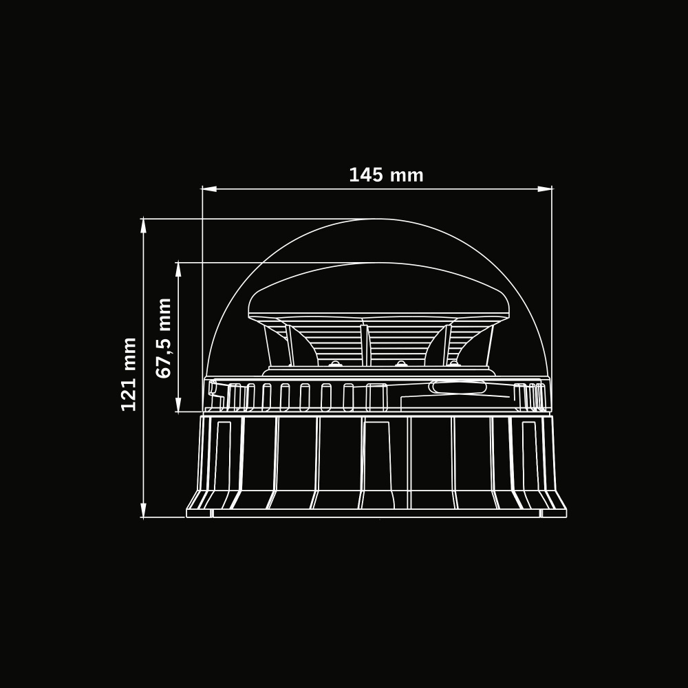 Strands Big Energy Roterande Varningsljus Orange Lins Planmontage