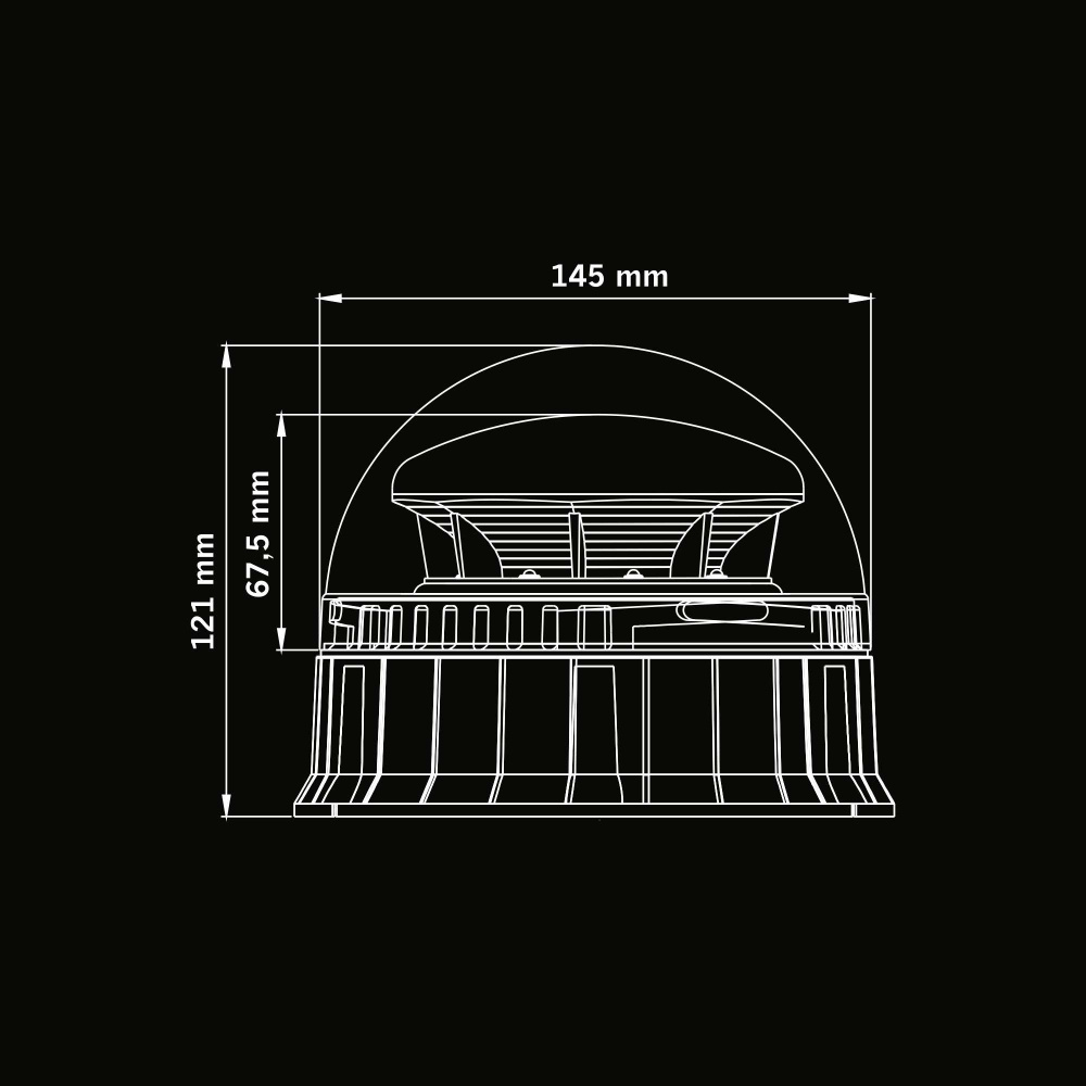 Strands Big Energy Roterande Varningsljus Orange Lins Planmontage