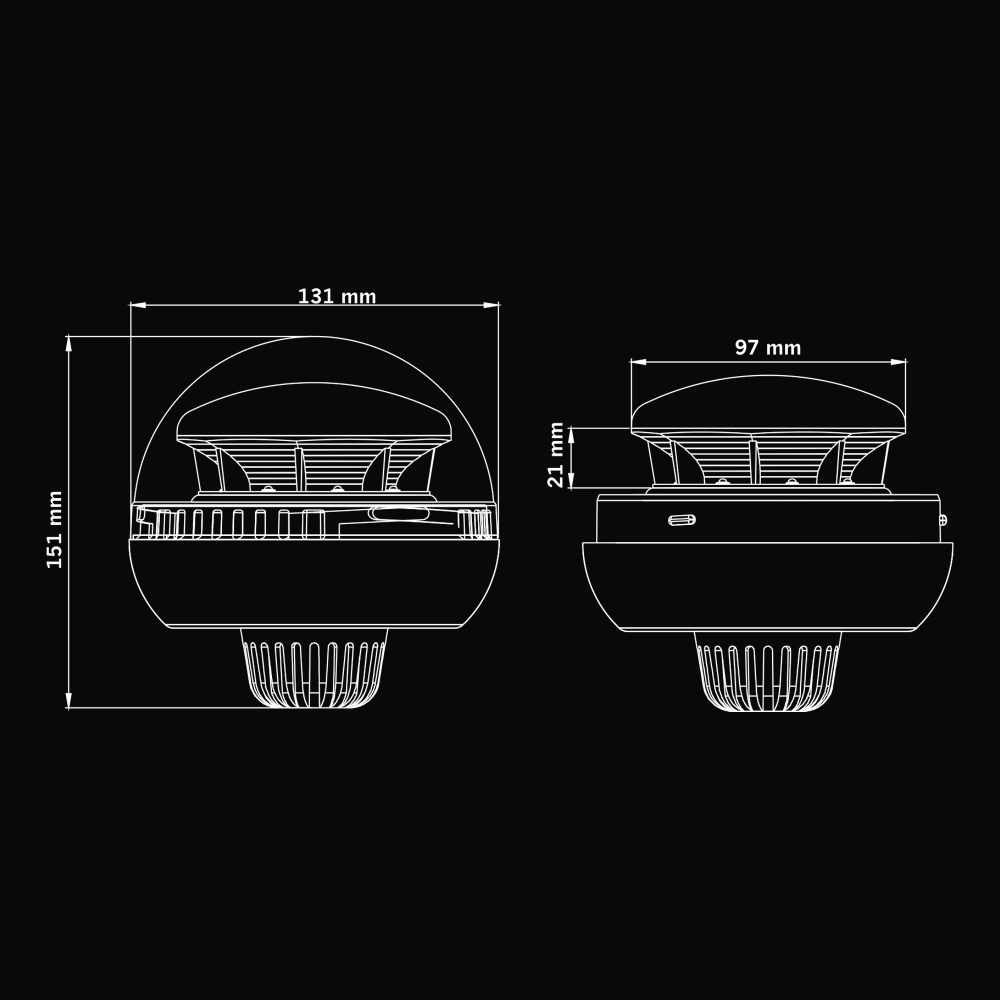 Strands Big Energy Roterande Varningsljus Orange Lins Stångmontage