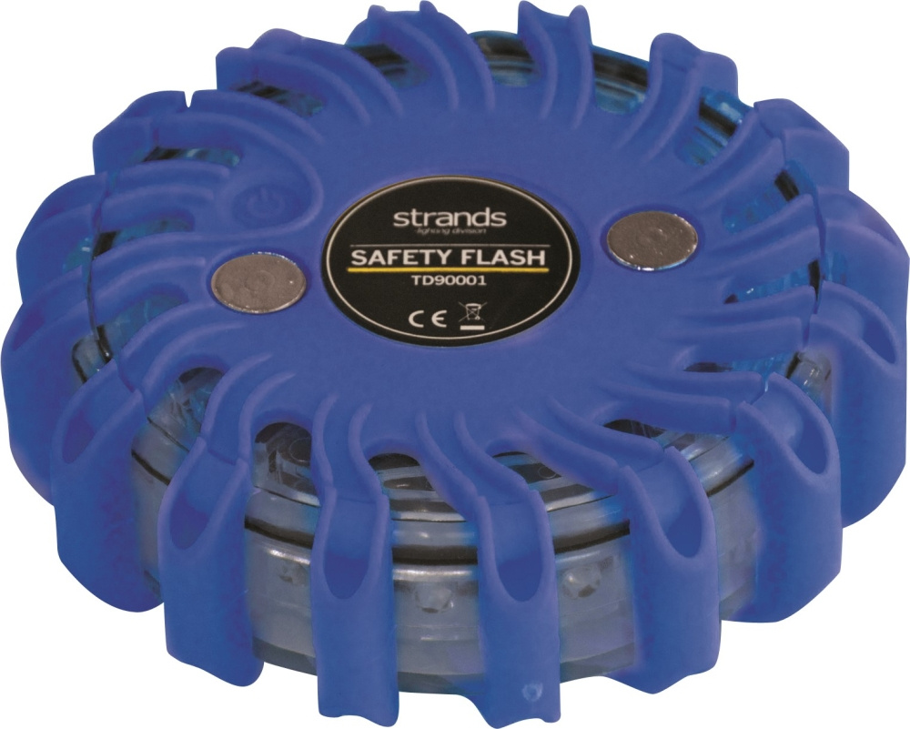 Strands Varning/Riktat Blixtljus Pucken Blå LED, 6-Pack I Väska