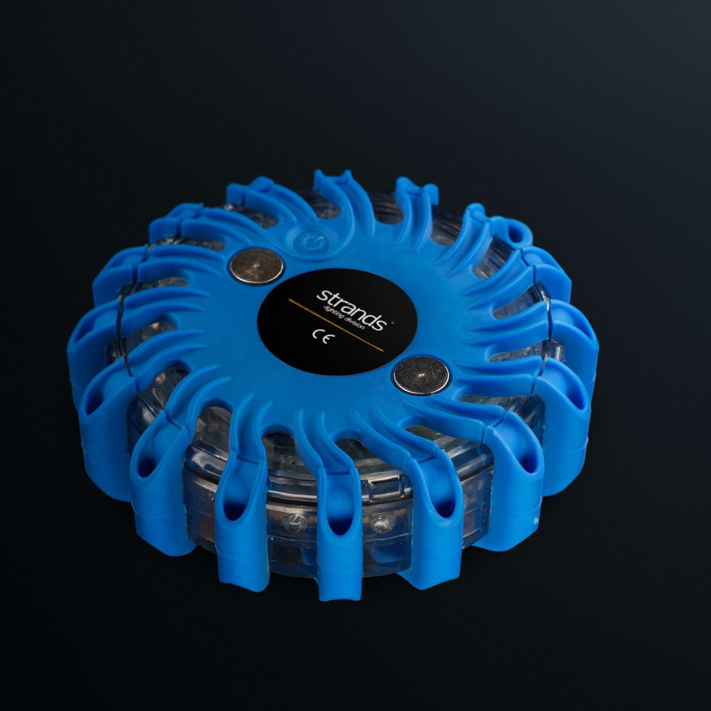 Strands Varning/Riktat Blixtljus Pucken Blå LED, 6-Pack I Väska