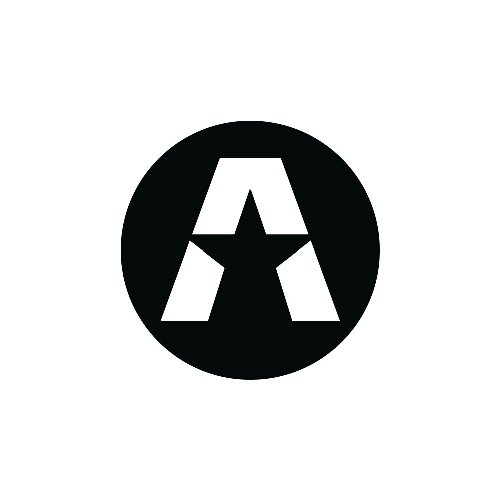 GAS A STAR-klistermärke 7x7cm, svart och vit