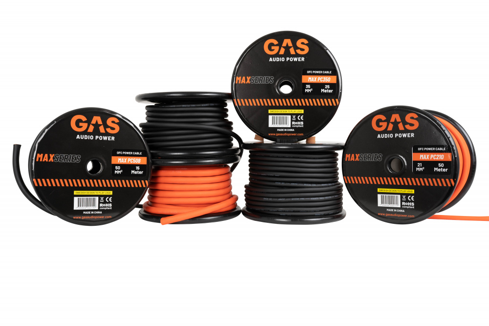 GAS MAX svart 10mm² OFC-strömkabel, pris per meter