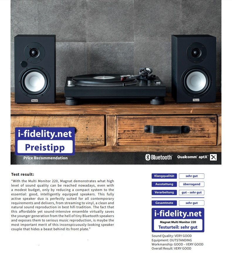 Magnat Multi Monitor 220, aktiv högtalare med BT & DAC