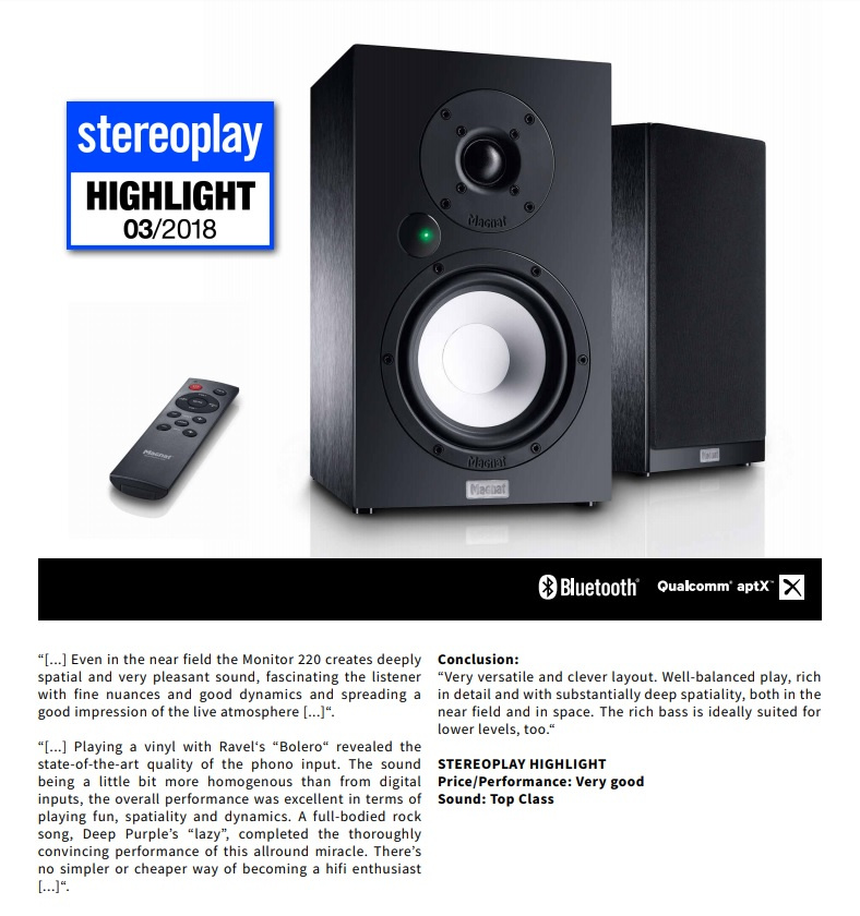 Magnat Multi Monitor 220, aktiv högtalare med BT & DAC