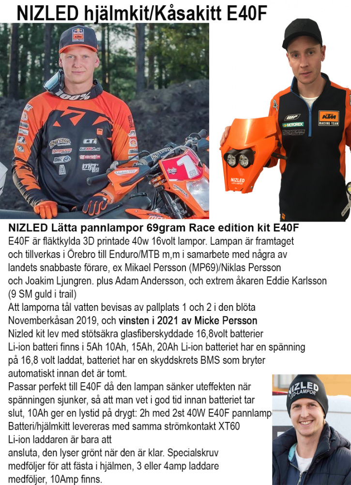 Nizled värsting hjälmkit med 1 lampa för 16,8v batt/mc drift