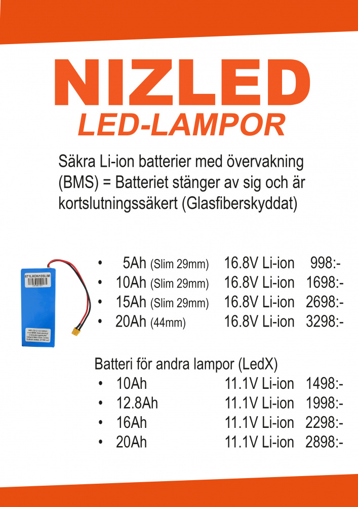 Nizled värsting hjälmkit val 16,8v batt/ mc drift med 2 lampor
