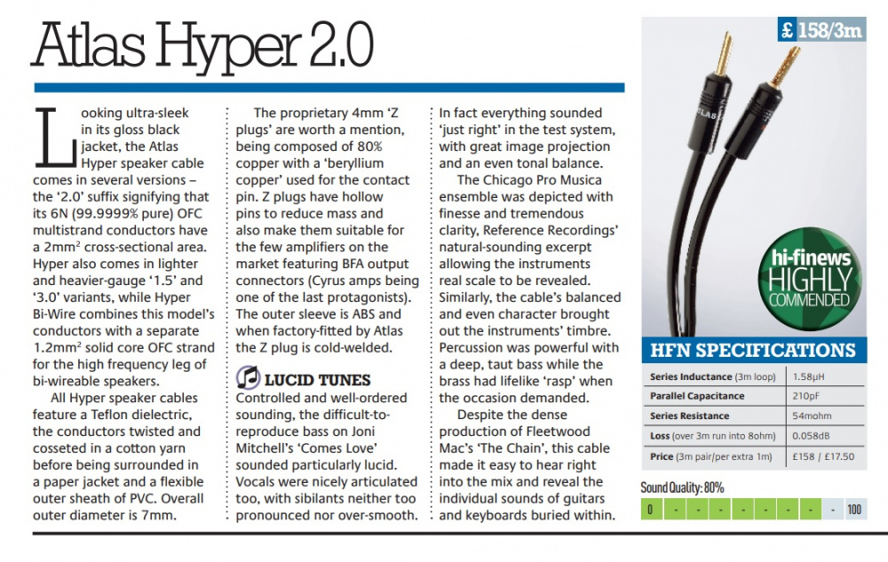 Atlas Hyper 2.0 terminerad högtalarkabel